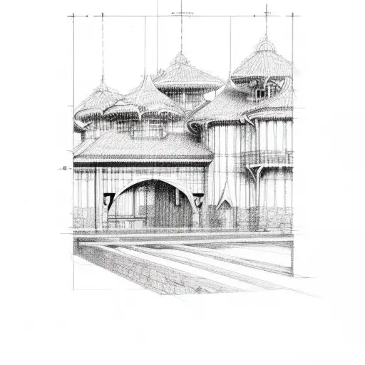 An Architectural Blueprint Of A Horse Stable With Intricate Details