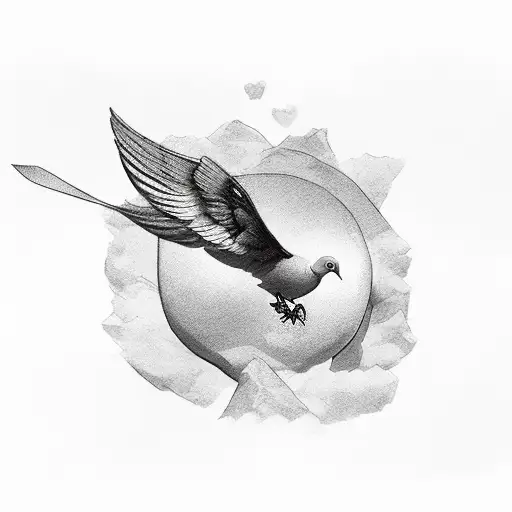 A Muscular Arm Flexing With A Peaceful Dove Perched On Top