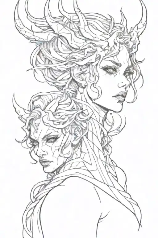 Sexy Woman Faces One Demon One Normal