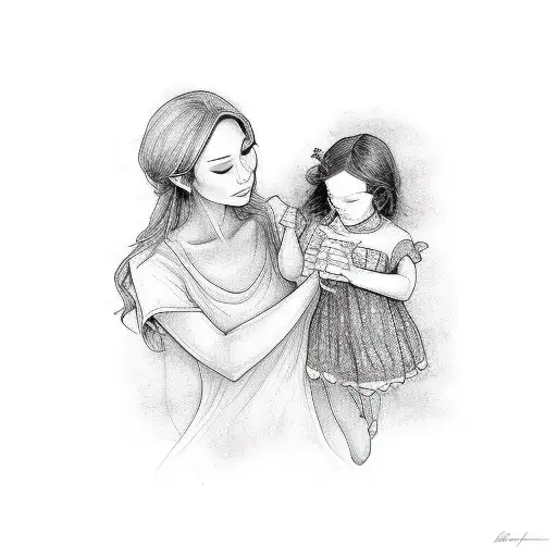 Daughter Reaching Up For Mother