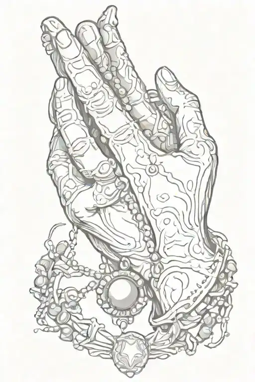 God Praying Hand Holding Rosary Beads