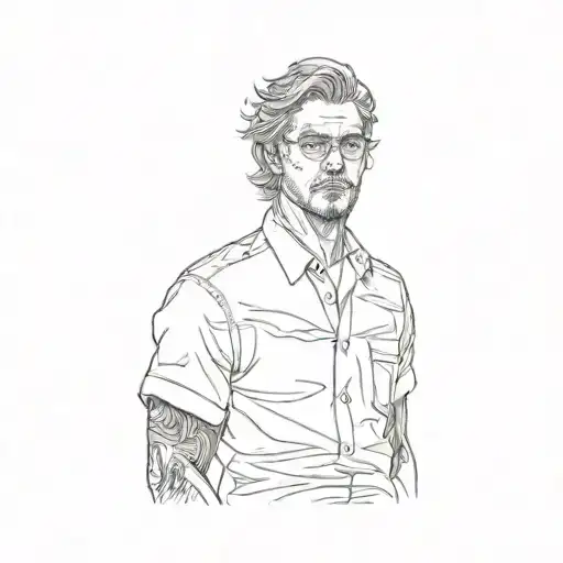 A Man In A White Shirt Standing Next To A Body Of Water