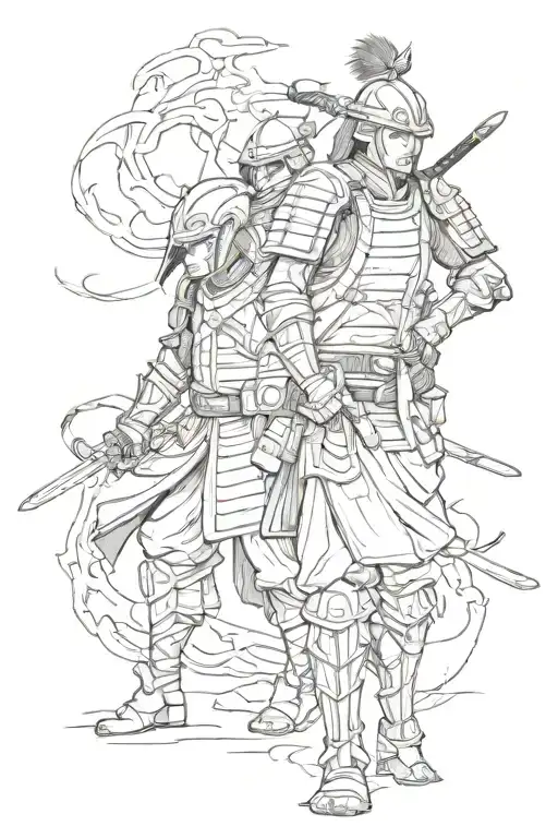 Samurai And A Spartan Soldier