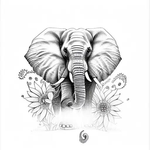 Elephant With Flowers
