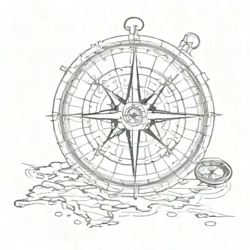 Compass And World Map Outline