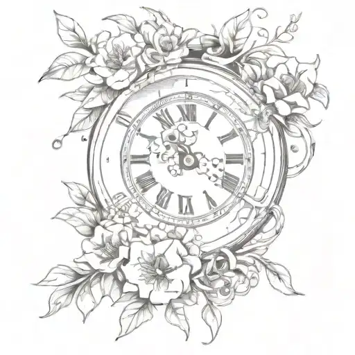 Broken Clock With Flowers Spilling Out