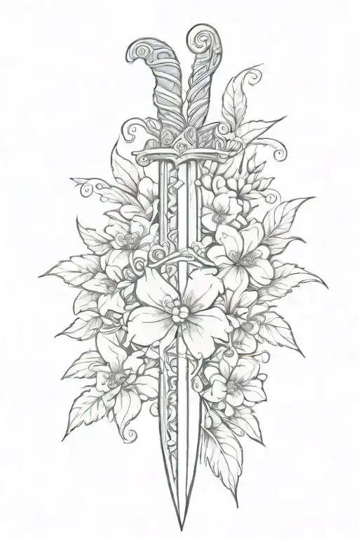 Kampilan Sword With Sampaguita Flowers
