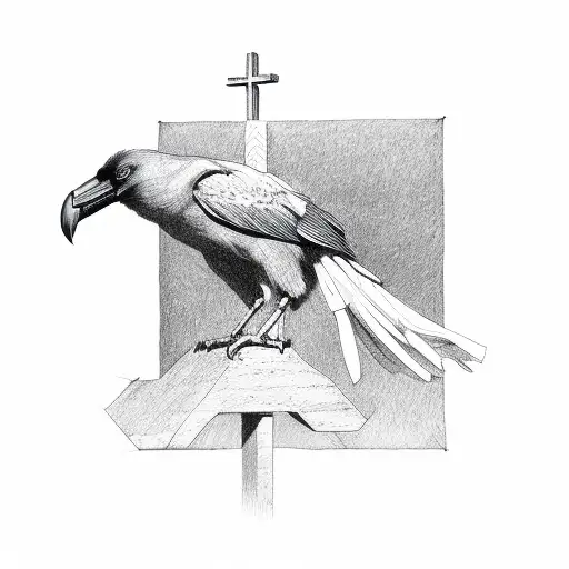 Big Crow On Tilted Cross