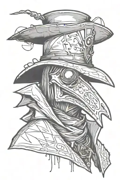 Grafitti Style Plague Doctor Seen Front Facing