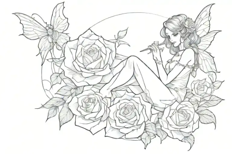 Gurl Fairy Sit In The Rose