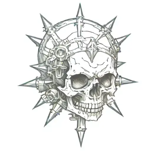 Skull In A Flail Spiked Ball