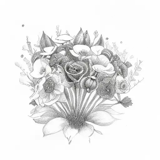 Dark Bouquet Of Flowers With Many Different Flowers