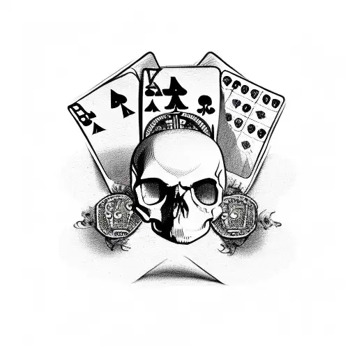 Skull With Casino Cards