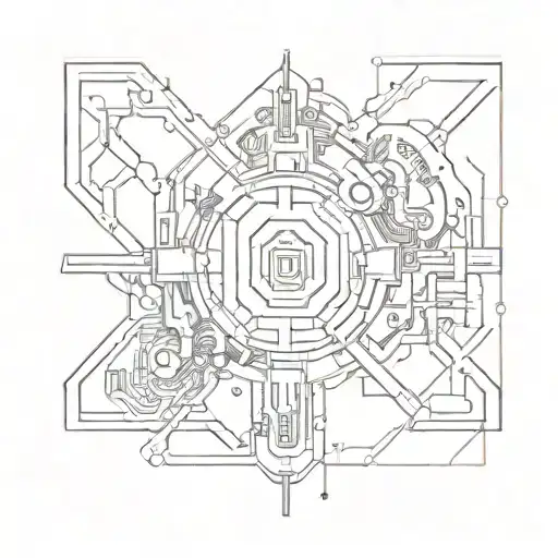 A Sleek And Minimalistic Design Of A Japanese Cyberpunk Symbol Combined With It Circuitry Elements