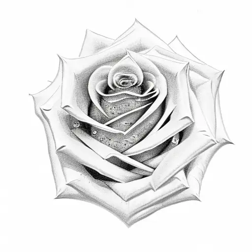 Rose Tattoo With Diamonds
