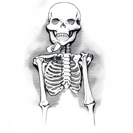 Skeleton Sitting Smoking A Cigeratte