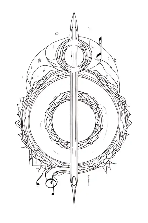 Cho Ku Rei Power Symbol Tattoo Design Combining Music Elements
