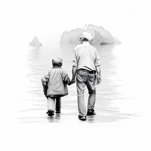 Grandpa And Grandson Holding Hands