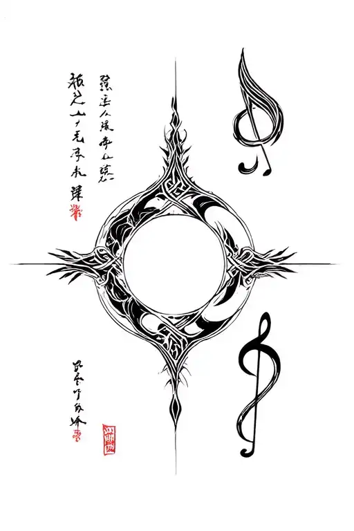 Cho Ku Rei Power Symbol Tattoo Design Combining Music Elements