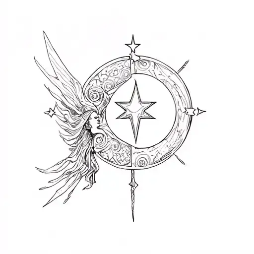 Star And Moon And Athena Greek Mythology