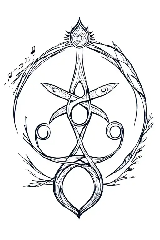 Reiki Symbol For Energy Strength With Music Elements