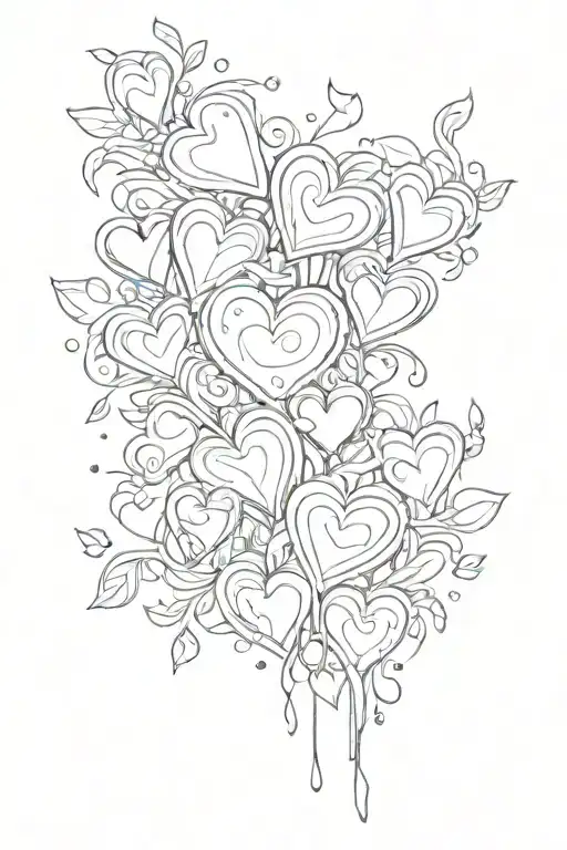 Mini Hearts Everywhere On Arm Sleeve Tattoo Design