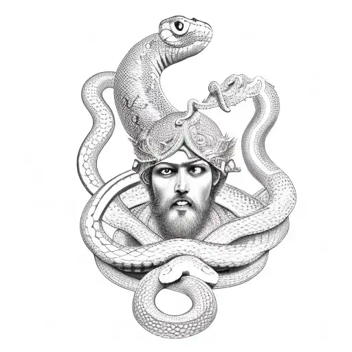 Asclepios With Snake Around Arm