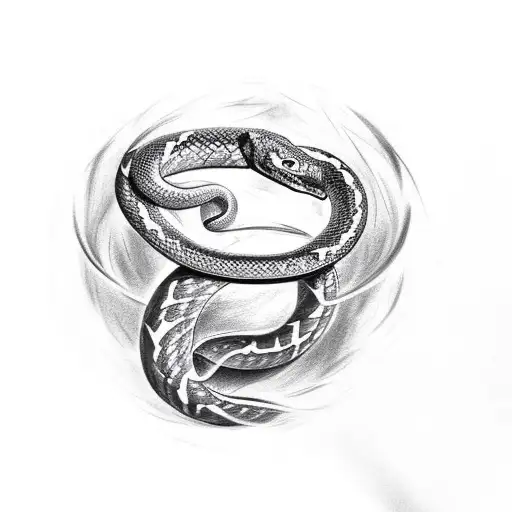 A Realistic Black-grey Tattoo Of A Football Morphing Into A Snake