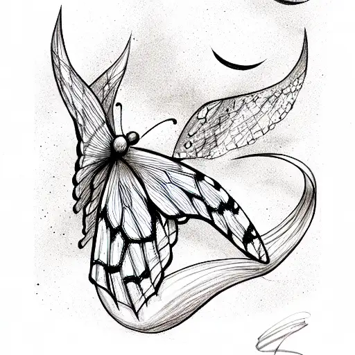 Butterfly With Crescent Moon