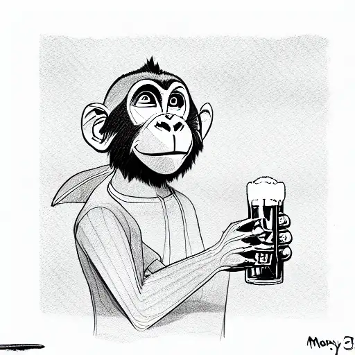 Monkey Drinking Beer
