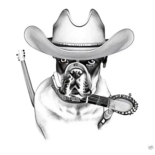 A Cowboy Hat-wearing Dog Playing A Banjo In A Country Music Scene