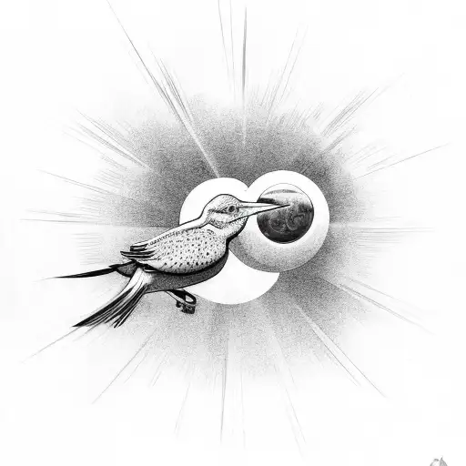 Sky With Sun Birds And Clouds