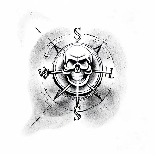 Light House With Skull And Compass Big Waves In Background