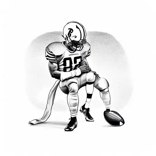 A Football Player Kneeling In Prayer