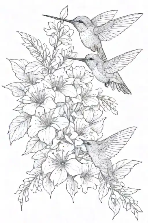 Birth Flower Bouquet Hummingbird 444