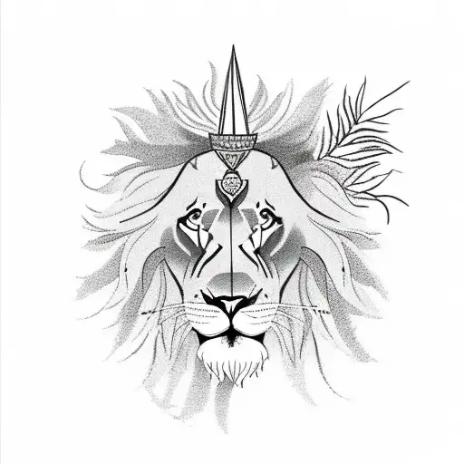 Lion Of Judah With Thorne Crown And Bougainvillea Flower In It