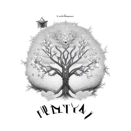 Tree Family With Star And Celtic Symbols