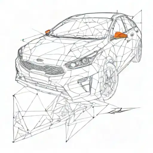 Kia Ceed Car Geometric Sketch Style Portrait
