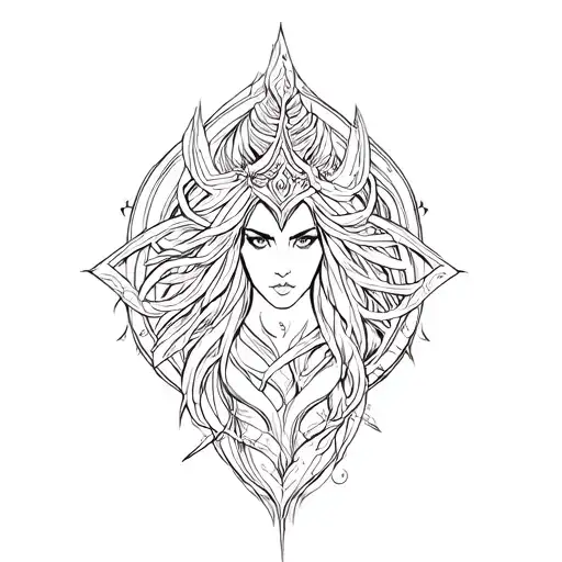 Warrior Woman Symbol Intertwined