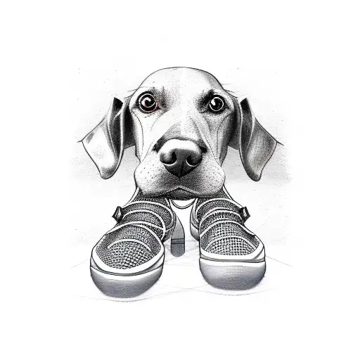 A Sketch Of A Dog Wearing Yeezy Sneakers