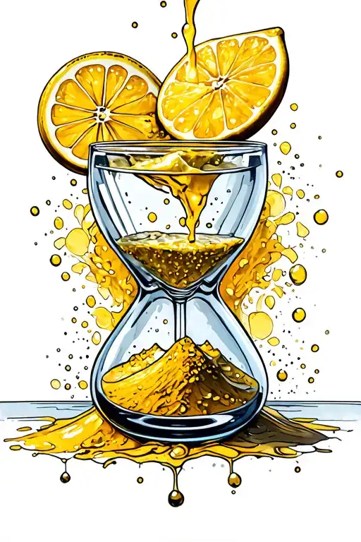 Lemonade Glass Pouring Into Hour Glass With Sand Falling