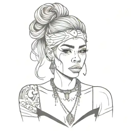 A Woman Wearing A Black Top And Necklace