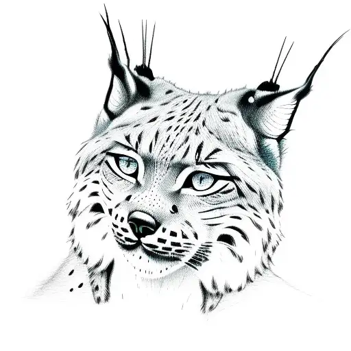 Lynx Mother Whole Body Sketch Style No Color Tranquil