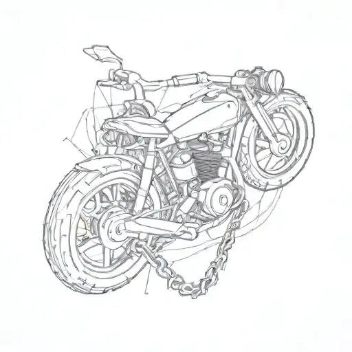 A Tattoo Of A Persona Non Grata Symbol Intertwined With Motorcycle Chains