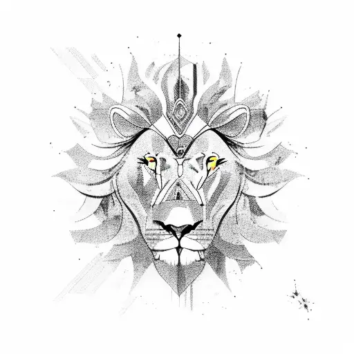 Stoic Lion Surrounded By Celestial Travel Destinations