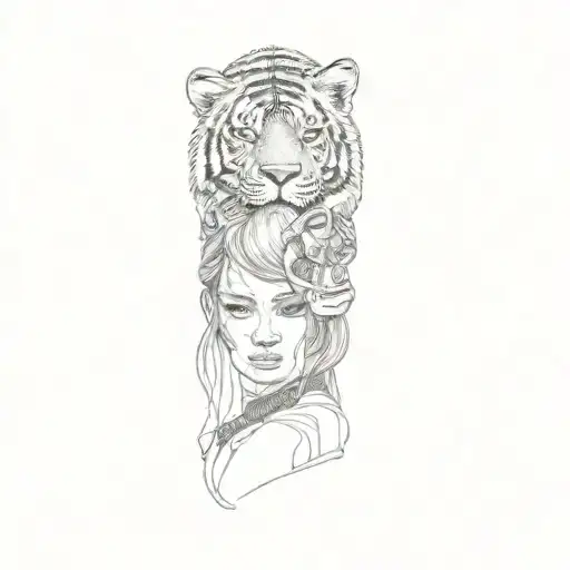 A Woman With A Tiger Head