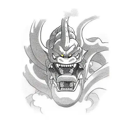 Tattoo Of Shenron From Dragon Ball With A Vape Pen In Its Mouth