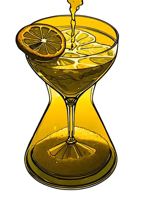 Lemonade Glass Pouring Into Hour Glass With Sand Clock
