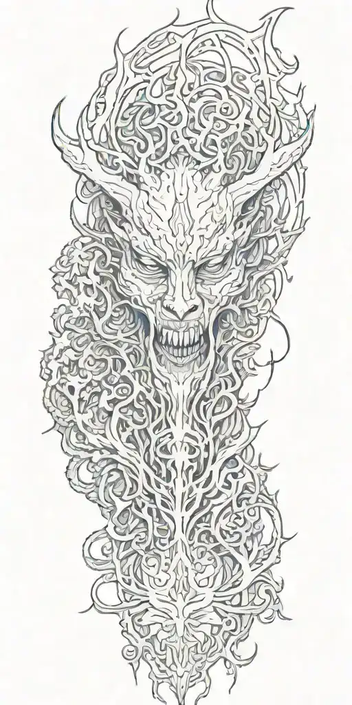 Foggy Forest With A Demon Hiding Facial Features