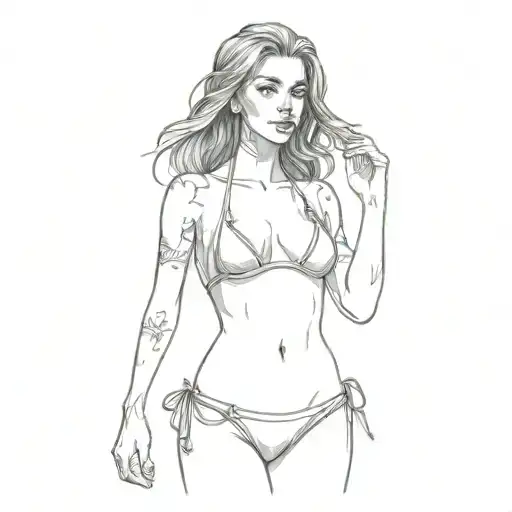 A Woman In A Bikini On The Beach